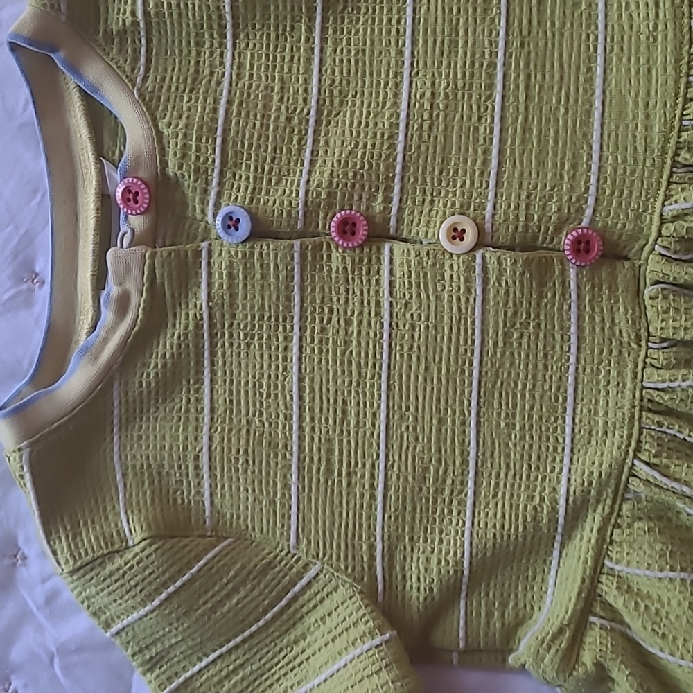 Matilda Jane Green and Pink Striped Kids Dress - Picture 2 of 6